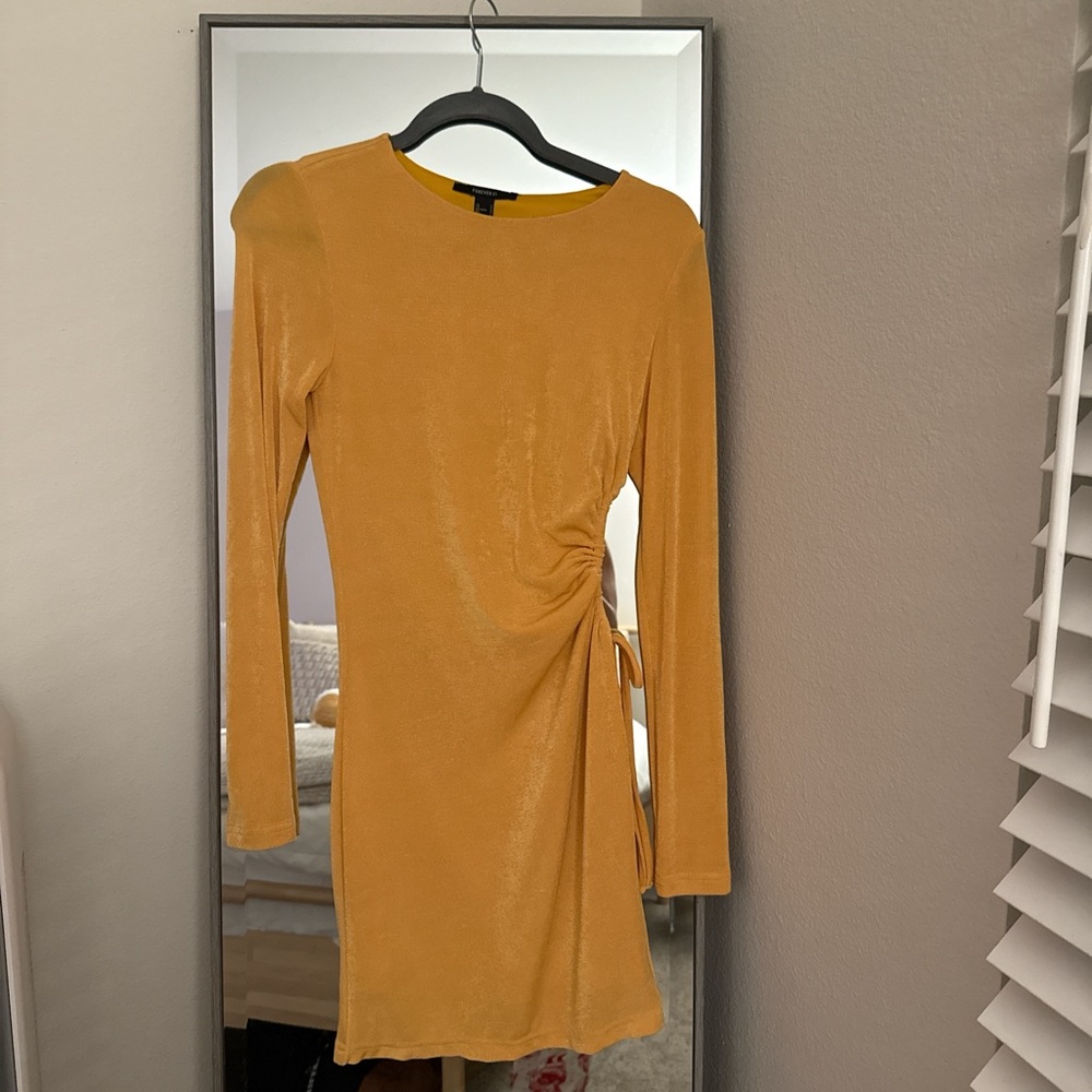Forever 21 Mustard Long Sleeve Dress